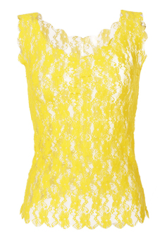 Azone Lady Women's Fashion Summer Sexy Lace Perspective Tank Tops T Shirt Blouse ( Yellow )   