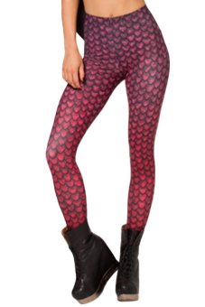 Azone Printed High Waisted Stretch Skinny Leggings (Red)   