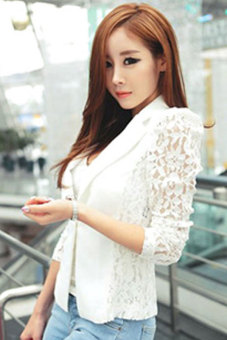 Azone Sheer Lace OL Formal Slim Top Coat (White)  