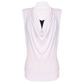 Azone Stylish Lady Women's Fashion Casual Sleeveless Slim Solid Top Blouse Shirt (White)   