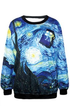 Azone Women Men T-Shirts Space Galaxy Sweater Jumper Sweater Printing T Shirt Top Pullover (Dark Blue)     