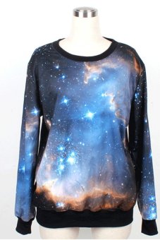 Azone Women Men T-Shirts Space Galaxy Sweater Jumper Sweater Printing T Shirt Top Pullover (Skye Blue)     