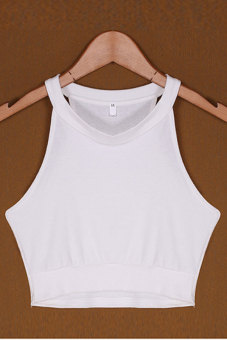 AZONE Women's Fashion Sleeveless O-Neck Slim Casual Sports Vest Tank Crop Top (White) - intl  