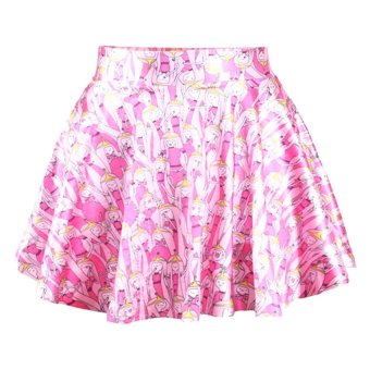 AZONE Women's Girl's Print Elastic Waist Mini Skirt Dress (Pastel Pink) (Intl) - intl  