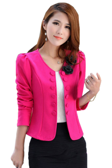 AZONE Women's Suit Long Sleeve Short Coat Jacket Outerwear (Pink)  