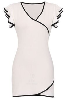 AZONE Women's Summer Fashion Hip Package Splicing Flouncing Bandage Mini Dress White - intl  