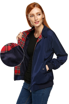 Azone Zeagoo UniFashion Turndown Collar Long Sleeve Jacket Outwear Coat(Dark Blue) - intl  
