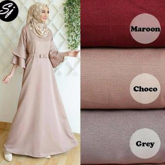 Baju Original Anjani Gamis Wolfice Gaun Pesta Panjang Baju Hijab Terusan Pengajian Wanita Muslimah Warna Grey  