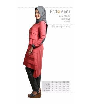 Baju Original Endo Moda Blouse Atasan SN-05 Kaos Wanita Baju Muslim Tunik Kemeja Kaos Red Ukuran XXL  