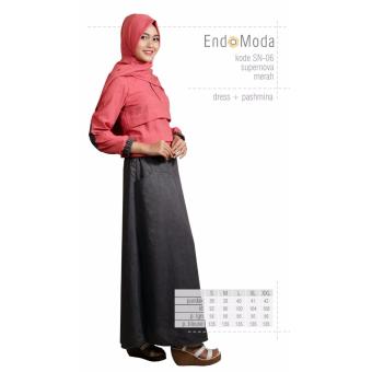Baju Original Endo Moda SN-06 Dress Wanita Baju Muslim Modern Gamis Katun Supernova Premium Red S  