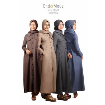 Baju Original Endo Moda SN-08 Dress Wanita Baju Muslim Modern Gamis Katun Supernova Premium Warna Navy  