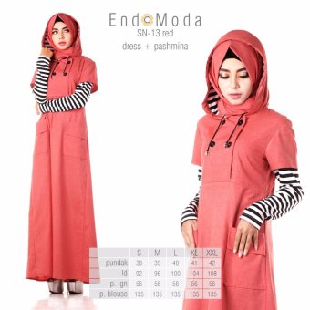 Baju Original Endo Moda SN-13 Dress Wanita Baju Muslim Modern Gamis Katun Supernova Premium Warna Red  