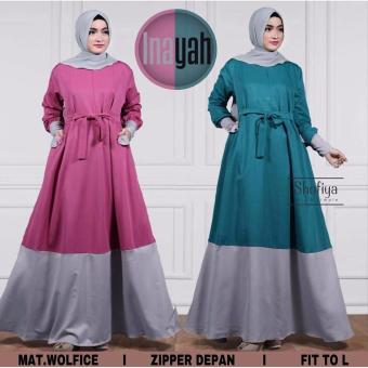 Baju Original Inayah Dress Gamis Wolfice Gaun Pesta Panjang Baju Hijab Terusan Pengajian Wanita Muslimah Pink  