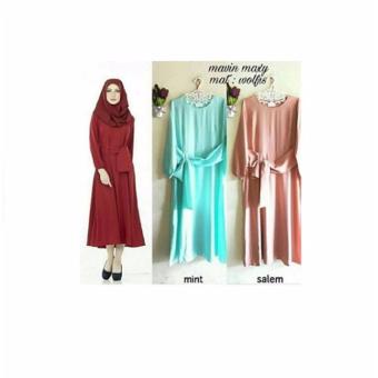 Baju Original Mavin Maxi Gamis Dress Wolfice Gaun Pesta Panjang Baju Hijab Terusan Pengajian Wanita Muslimah Warna Maroon  