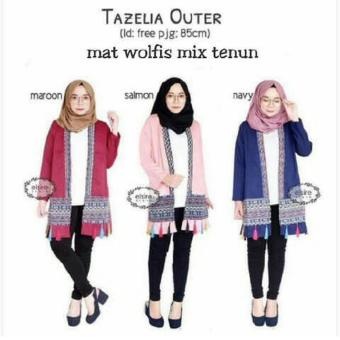 Baju Original Tazelia Outer Wolfis Blazer Jacket Muslimah Atasan Wanita Hijab Outer Casual Simple Navy  