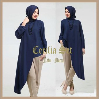 Baju Setelan Muslimah Trendy - Cecilia Navy Mocca  
