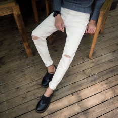 Baru musim gugur celana jeans kaki Putih .