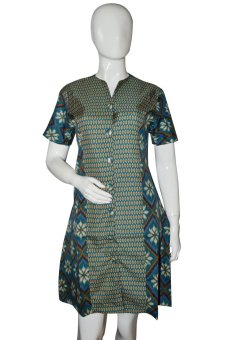 Batik Adikusuma Sackdress Wanita - Rangrang Isi - Biru  