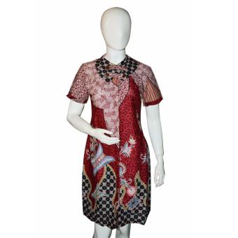 Batik Adikusuma Sackdress Wanita - Tameng Isi - Merah  
