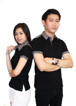 Batik Aksen Couple Krah (Hitam)  
