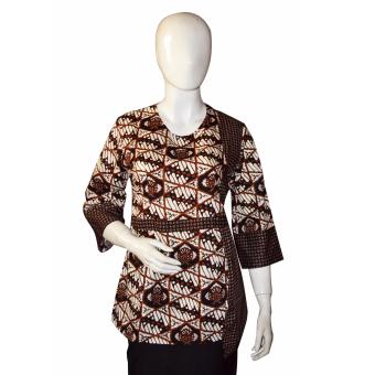 Batik Arjunaweda Blouse Wanita - Kembang Kapas - Cokelat  