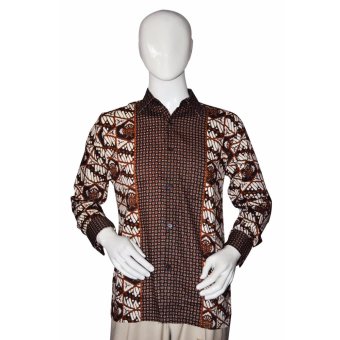 Batik Arjunaweda Kemeja Bodyfit Pria - Kembang Kapas - Cokelat  
