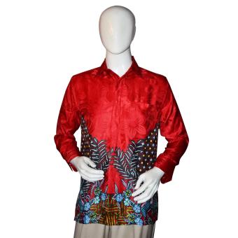 Batik Arjunaweda Kemeja Kerja Batik Pria - Manuk Coletan - Merah  