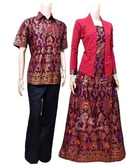 Batik Couple Gamis Sarimbit Sri Rejeki Solo BC358 (maroon)  