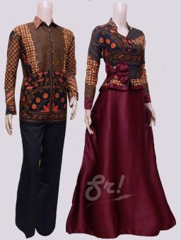 Batik Couple Gamis Sarimbit Sri Rejeki Solo BC385 (maroon)  