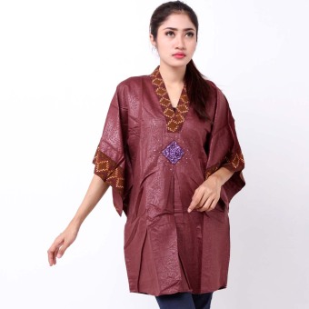 Batik Distro BA6988 Blus Wanita Lengan Kupu Manik - Merah  