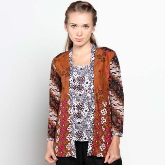 Batik Distro BA7897 Blus Wanita Kutu Baru - Coklat  