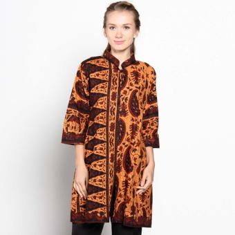 Batik Distro BA7909 Blus Wanita Tunik Shanghai - Coklat  