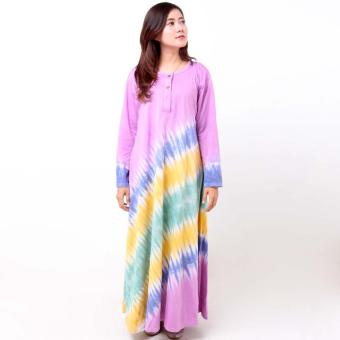 Batik Distro BA8003 Longdress Wanita Combed Panjang - Ungu  