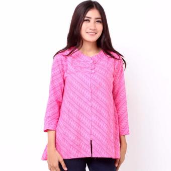 Batik Distro BA8013 Blus Wanita Kancing Tali A Line - Pink  