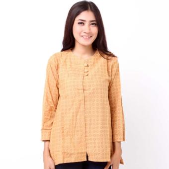 Batik Distro BA8015 Blus Wanita Kancing Tali A Line - Coklat  