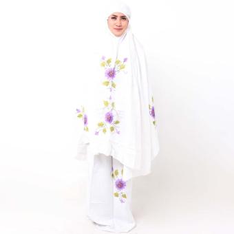 Batik Distro BA8042 Mukena Wanita 2 Piece Lukis Mawar - Putih  