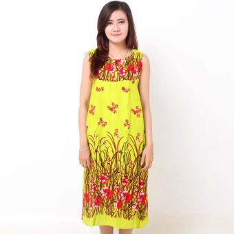 Batik Distro D761 Daster Wanita Bunga Tanpa Lengan - Kuning  