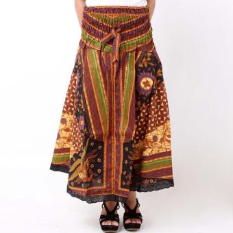 Batik Distro R1175 Rok Wanita Renda Karet Lingkar - Hitam  