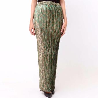 Batik Distro R1207 Rok Wanita Lipit Songket Panjang - Hijau  