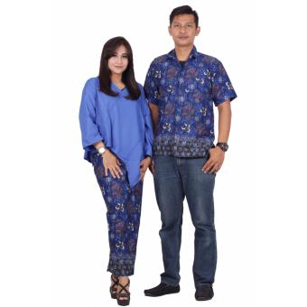 Batik putri ayu batik sarimbit dress katun premium srd201 [Biru Tua]  