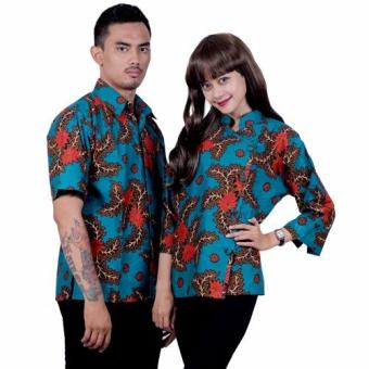 Batik Putri Ayu Solo Batik Sarimbit Blouse Katun Premium SRB16-Biru  