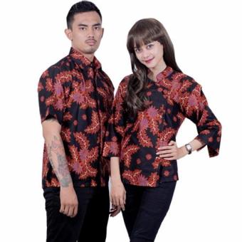 Batik Putri Ayu Solo Batik Sarimbit Blouse Katun Premium SRB16-Hitam  