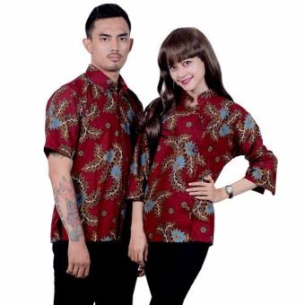 Batik Putri Ayu Solo Batik Sarimbit Blouse Katun Premium SRB16-Maroon  