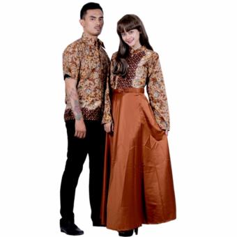 Batik Putri Ayu Solo Batik Sarimbit Gamis Katun dan Velvet SRG113-Cokelat  