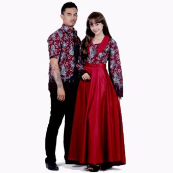 Batik Putri Ayu Solo Batik Sarimbit Gamis Modern SRG115-Merah  