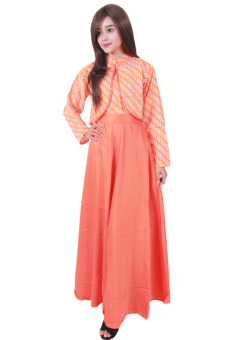 Batik Putri Ayu Solo Hijab Batik Gamis Clarissa G077 (orange)  