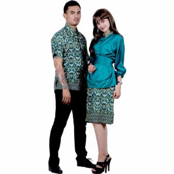 Batik Putri Ayu Solo Sarimbit Batik Dress Katun dan Velvet SRD16-Hijau  