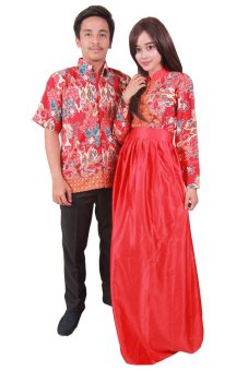 Batik Putri Ayu Solo Sarimbit Batik Gamis SRG107-Merah  