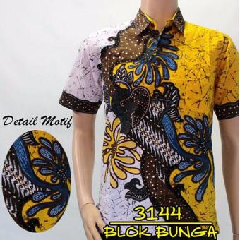 Batik Sofie Kemeja Pria Kembang Kuning 3144  