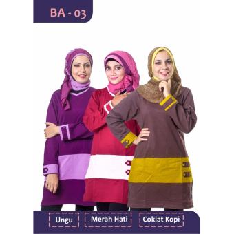 Believe Blouse Atasan BA-03 Kaos Wanita Baju Muslim Tunik Kemeja Kaos Ungu  